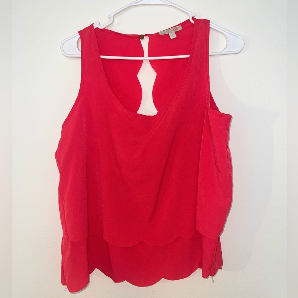 Gianni Bini Red Scalloped Tank Top - Picture 3 of 4